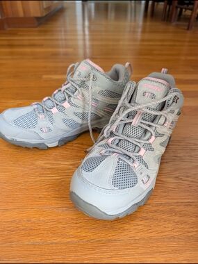 Hi-Tec Women's Light Gray and Pink Trail Sneakers